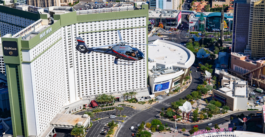 Enjoy views of Park MGM and the Vegas Strip on a Maverick helicopter ride