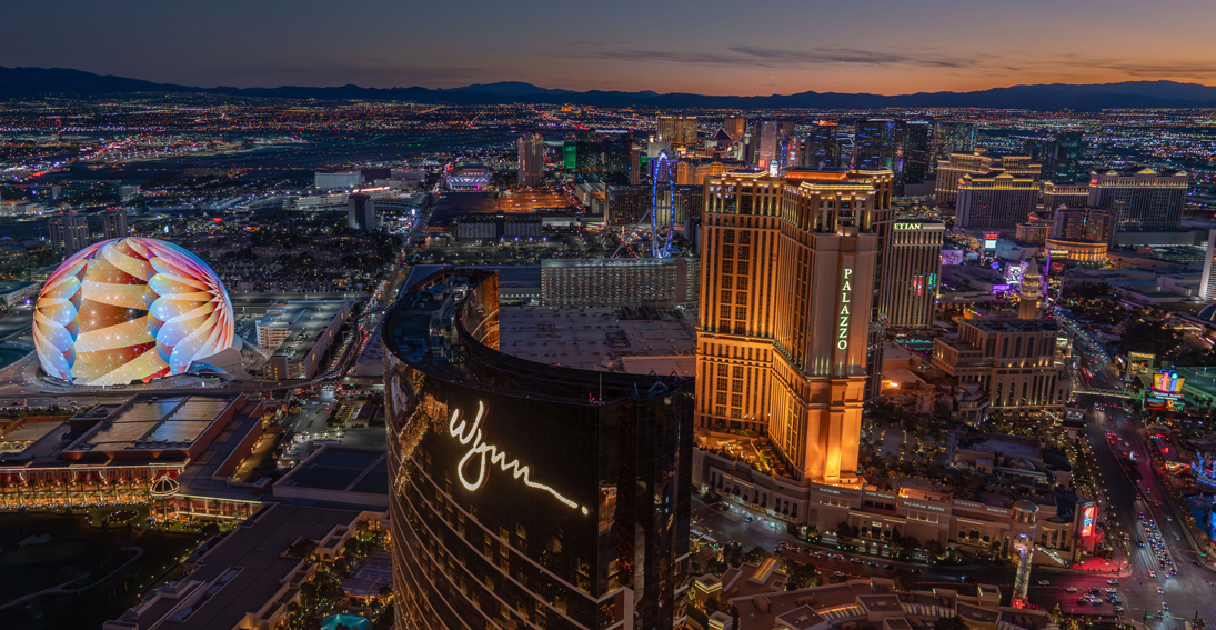 Marvel at the stunning scenery from the helicopter as you return from the Grand Canyon, with iconic sights of Las Vegas, including Wynn, Palazzo, and Sphere, coming into view.