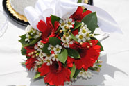 Beautiful bouquet of roses and matching boutonniere