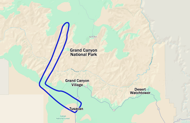 Canyon Dancer Flight Route Map