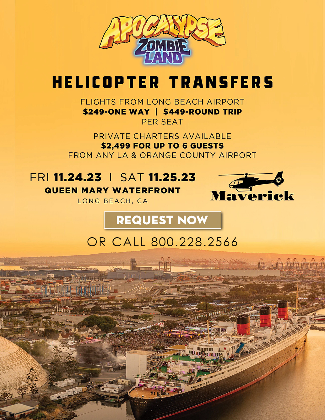 Apocalypse: Zombieland helicopters transfers California