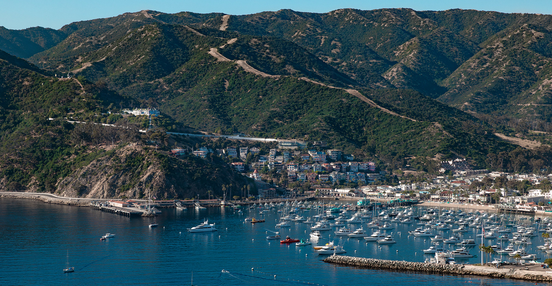 Experience captivating views from above, revealing Catalina Island's coastal wonders.
