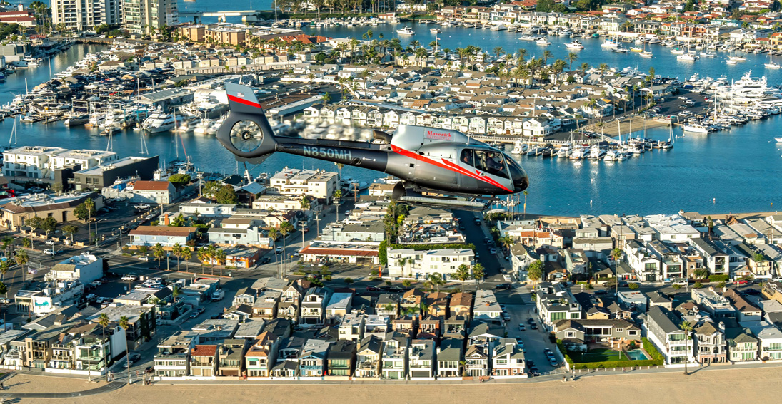 Capture amazing views of Balboa Island on this helicopter tour along the California coast.