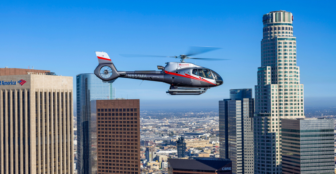 Immerse yourself in the captivating Los Angeles skyline during an exhilarating helicopter tour.