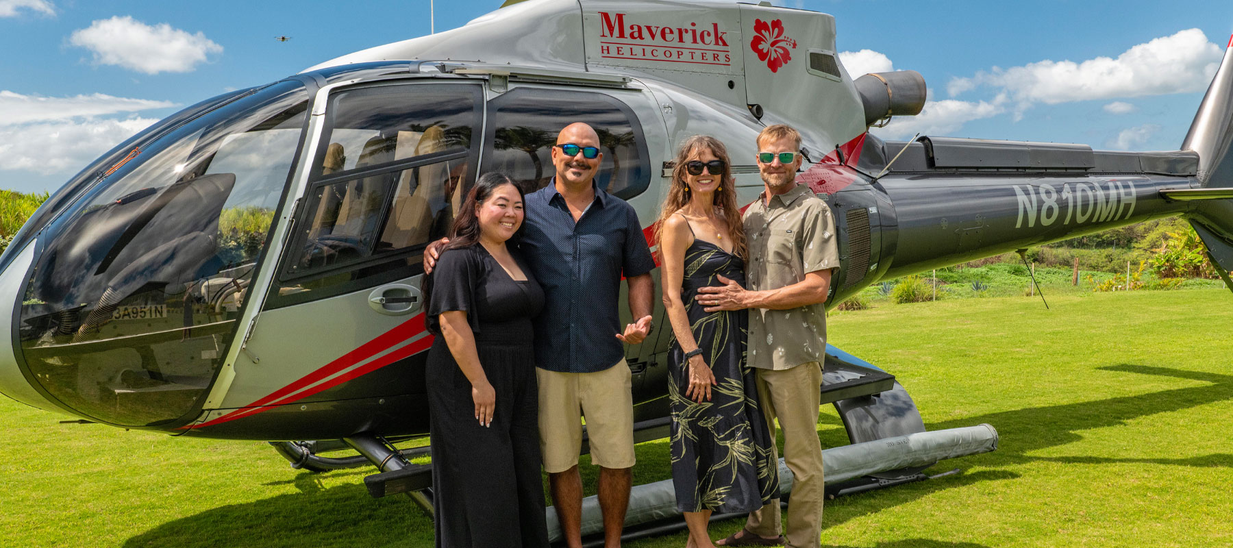 Guests arriving by helicopter at Ocean Vodka