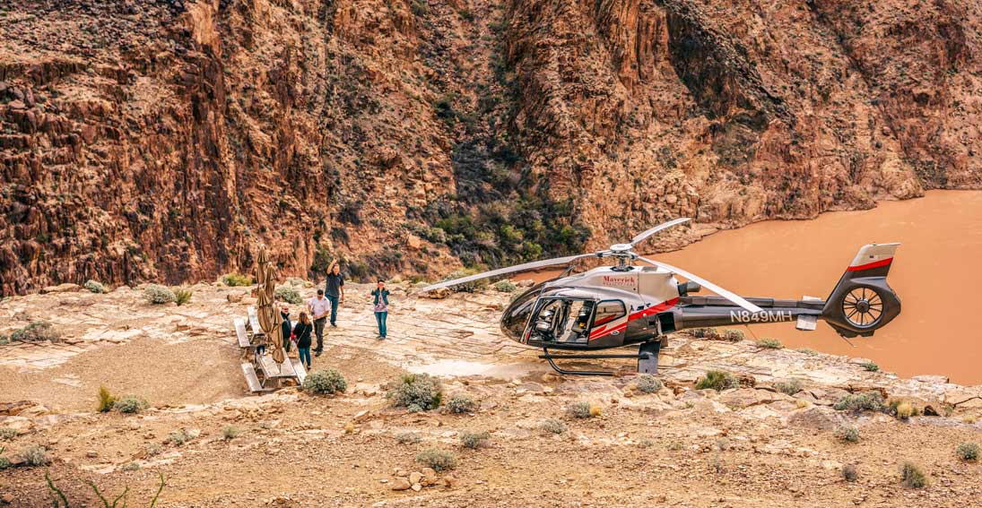 Enjoy a landing 3,500 feet below the rim of the Grand Canyon