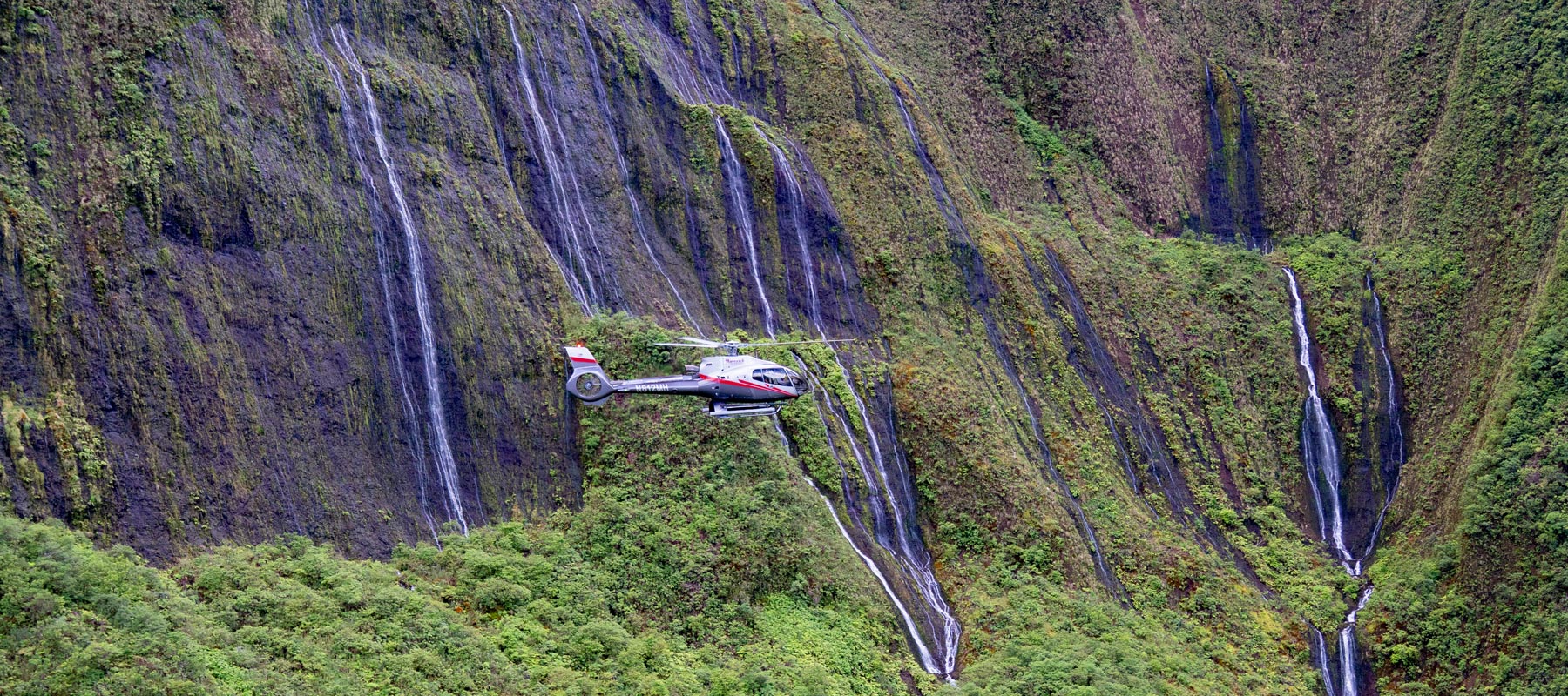 Waterfalls along the Wall of Tears in the West Maui Mountains