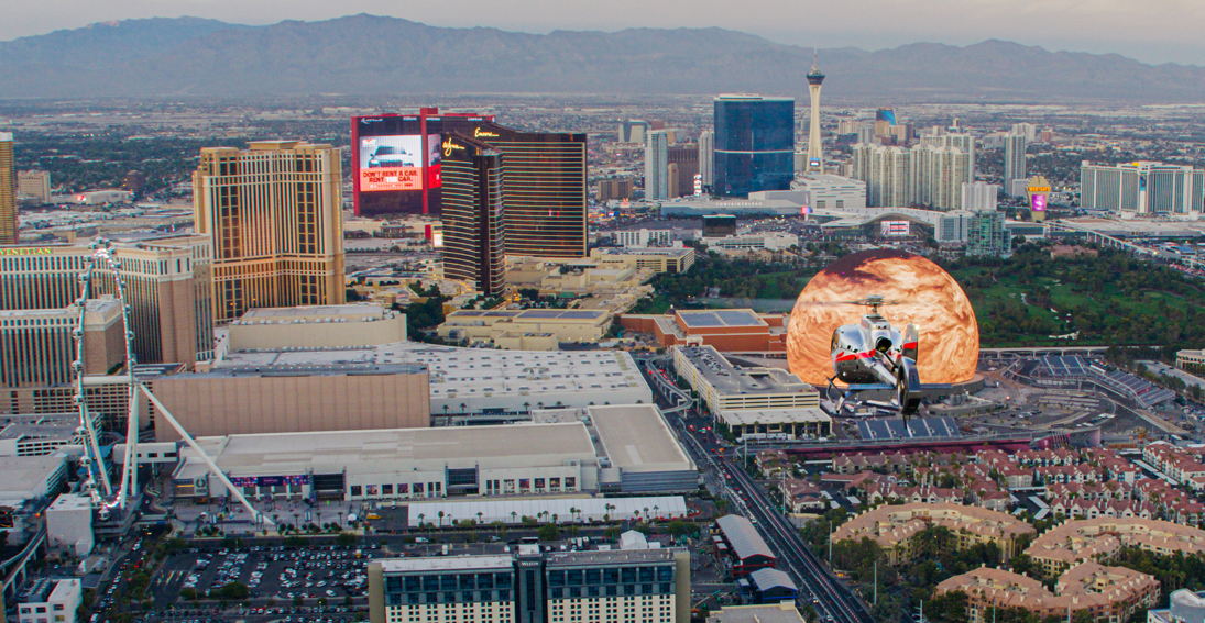 Experience amazing views of the Las Vegas Strip, featuring the Sphere, on a Maverick Helicopter tour