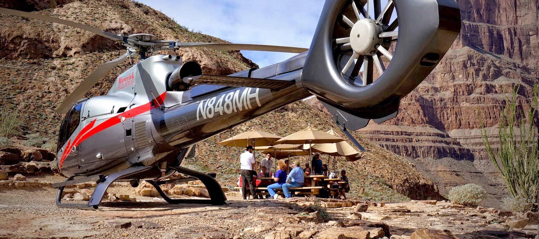 Enjoy champagne toast at our private landing 3,500 feet below the canyon's rim.