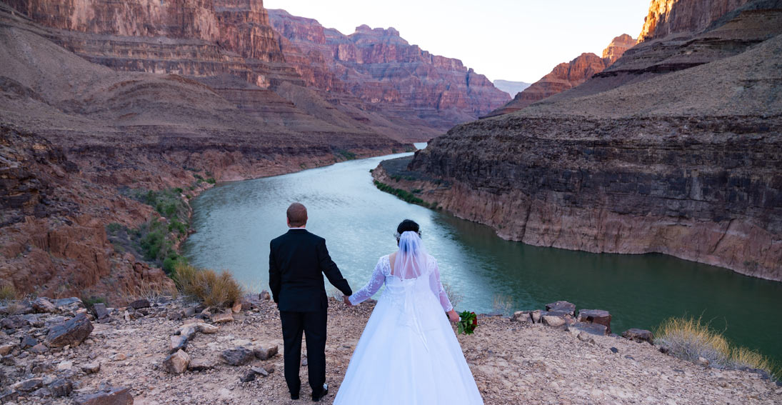 The Grand Canyon and Colorado River a beatuiful backdrop to your wedding day