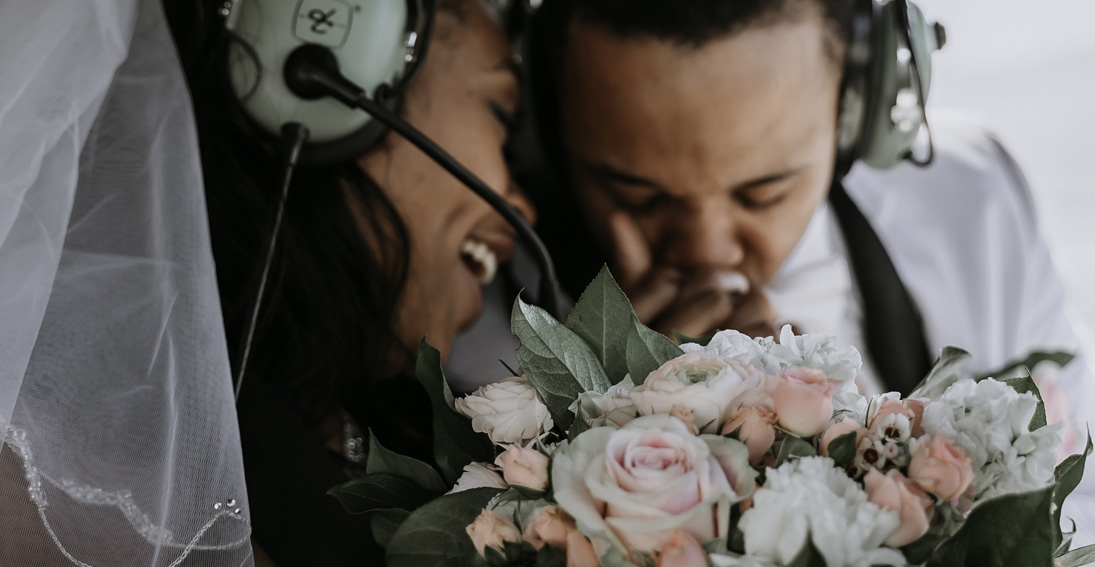 A treasured moment captured on this Vegas helicopter wedding