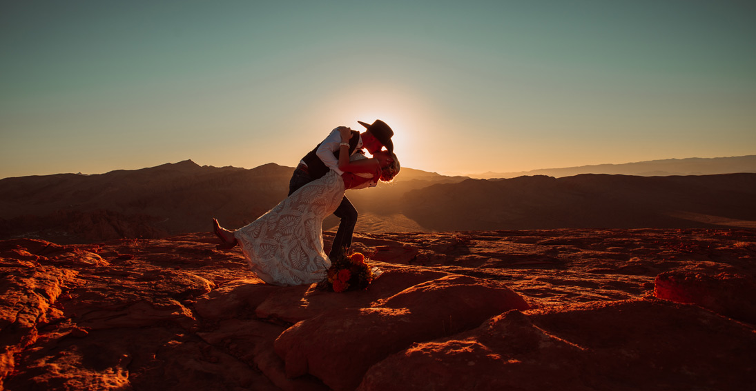 Sealed with a kiss and a beautiful desert sunset inside the Valley of Fire