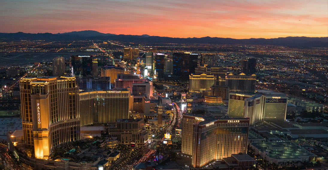 Enjoy views from a Las Vegas night flight wedding