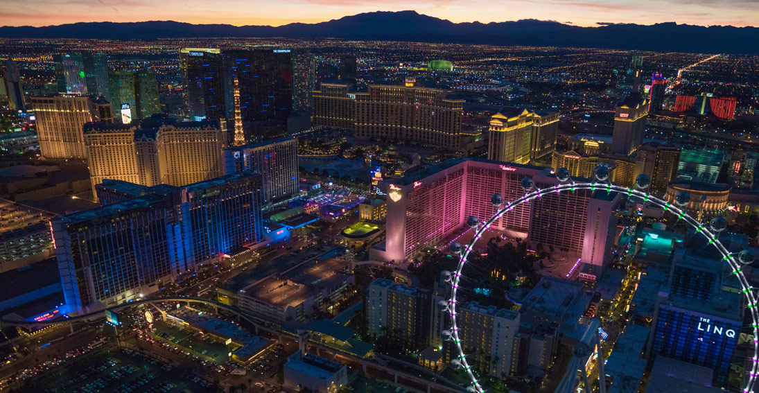 Amazing views of the Las Vegas Strip on a Maverick wedding flight
